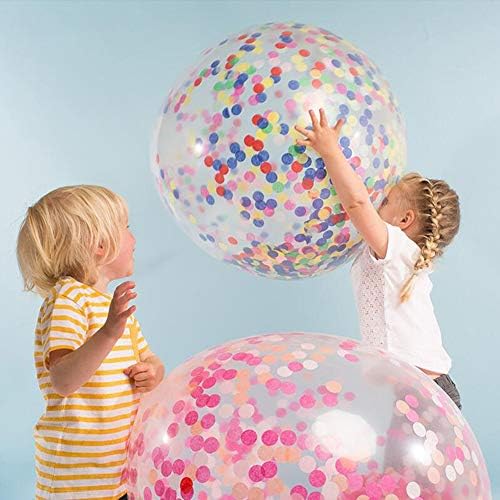 NNIUK Confetti Balloons, Extra Large 47 Inch Latex Balloon, Round Transparent Sequin Balloons Suitable for Children's Birthday Decoration, Wedding, Christmas, Party 4 Pack.