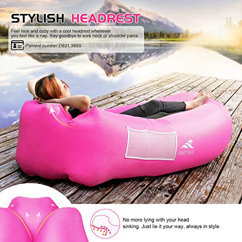 FRETREE Inflatable Lounger Air Sofa Hammock - Portable Anti-Air Leaking & Waterproof Pouch Couch and Beach Chair Camping Accessories for Parties, Travel, Camping, Picnics, Pool,Red