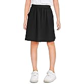 Haloumoning Girls Sweat Skirts Kids Cute Elastic Waist Ruffle A-line Skorts with Pockets Fashion Clothes