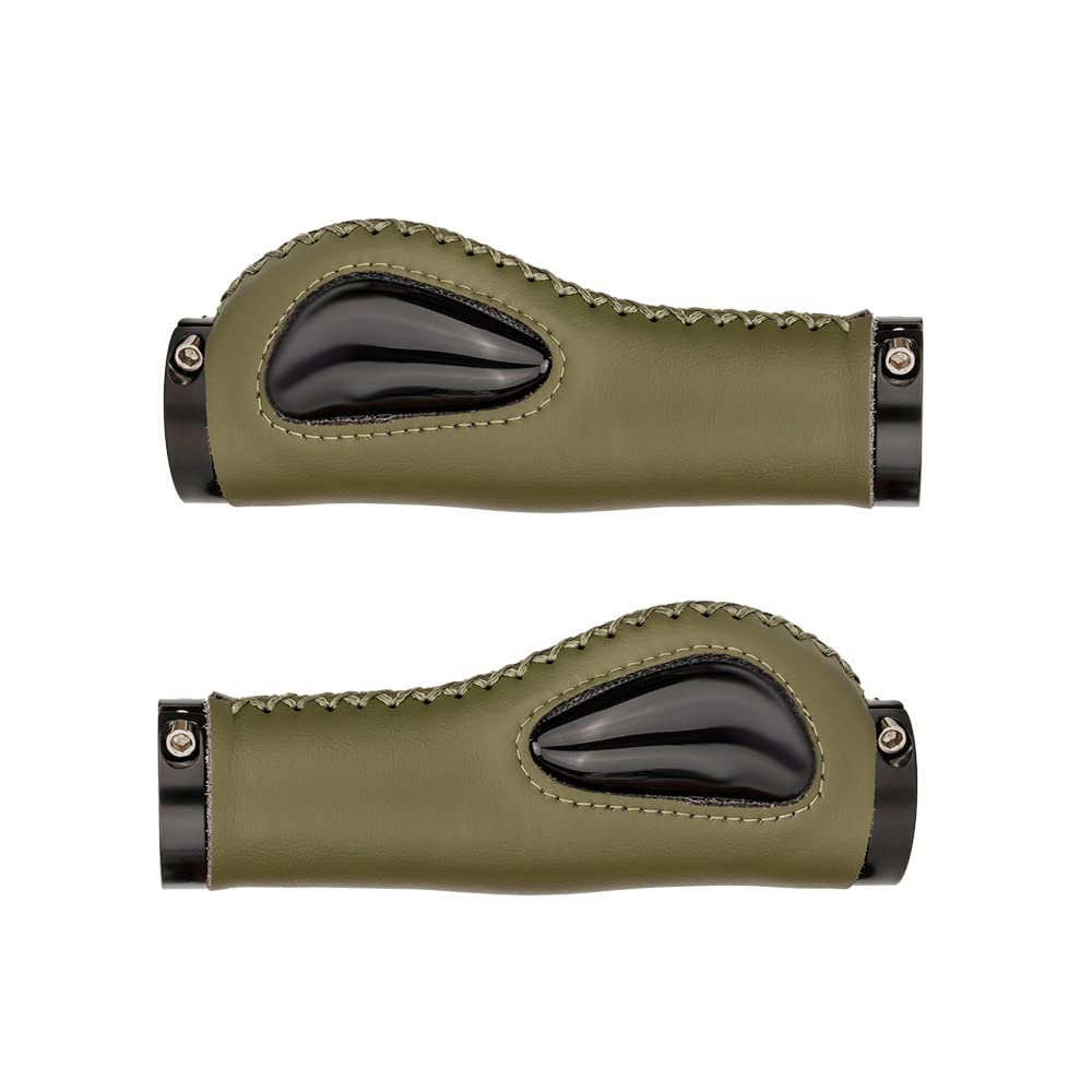 ANCLLO 1 Pair Bicycle Grip Silicone Meat Ball Shock Absorption Comfortable Liquid Silicone Mountain Bike Vice Handle, Bilateral Lock Non-slip Modified Mountain Bike - Olive Green