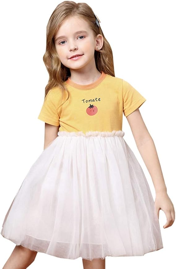 Amazon 今春花信 ワンピース 女の子 半袖 イチゴ トマト アボカド チュール 夏 ガールズ スカート ドレス 子供服 ジュニア お嬢様 かわいい プリンセス風 通園 通学 発表会 上品 ワンピース チュニック 通販