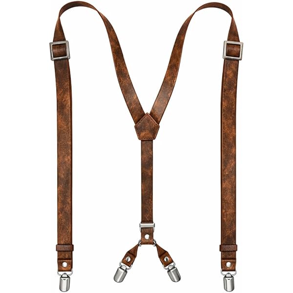 AGDHERSNVX Genuine Leather Suspenders for Men Customized Y Back