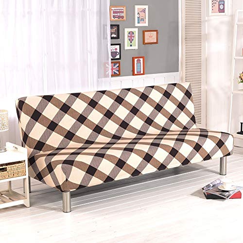 DIFEN Futon Slipcover Sofa Bed Cover Solid Color Full Folding Elastic Armless 80 x 50 inch, Lightweight Stretch Furniture Protector (Pattern-D:80" x 50")