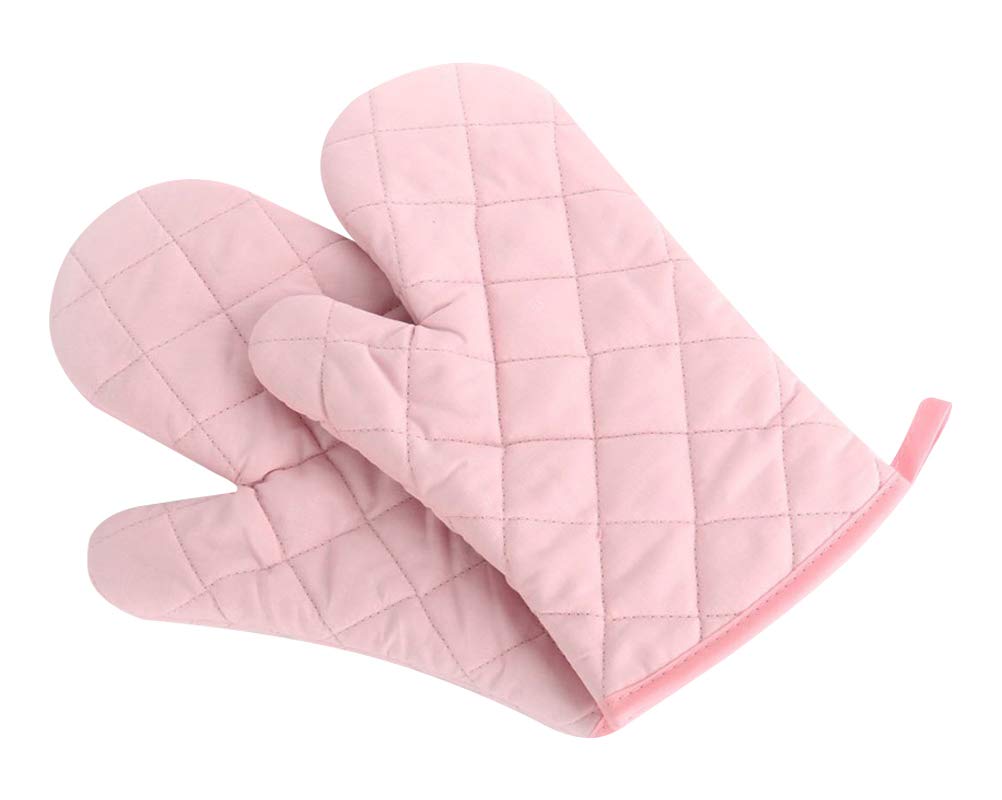 Oven Mitts Kitchen Cotton Cute Long Microwave Oven Gloves, Heat Resistant Glove for Cooking, Food, Frying, Baking Premium Durable Mitts 1 Pair Pink