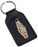 Jaguar Old Scipt Leather and Enamel Key Ring Key Fob
