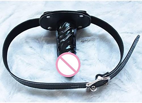Iwynce(TM) Black Lockable Strap On Silicone Mouth Gag, Slave Leather Harness Restraint ,Lesbian Strapon Dong,s For Couple