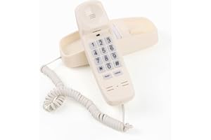 MCHEETA Corded Wall Phone, Landline Phones for Seniors with Large Buttons, Office Desk Phone with Adjustable Loud Volume & Lighted Keypad, Durable Basic Design for Home, Beige