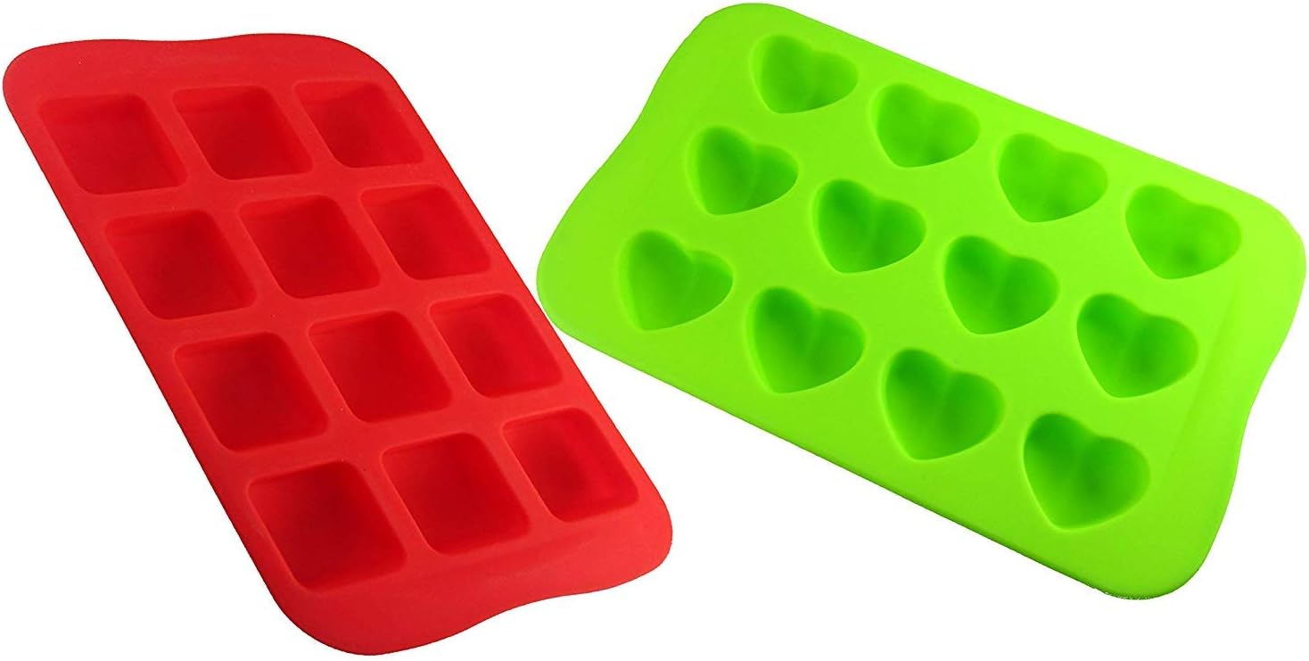 Earth Star Food Grade Silicone Ice Tray, Chocolate Molds, Jelly, Candy, Non Stick Surface (Pack of 2)