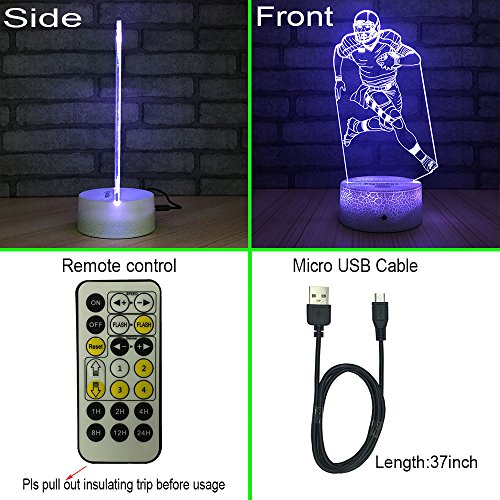 image for FlyonSea Football lamp,Rugby Ball Bedside Lamp 7 Colors Change + Remot