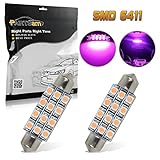 Partsam Pink Purple Car LED Lamps 42mm festoon 12SMD Interior Dome Map Lights Bulbs 12V 561 562 578, Pack of 2pcs
