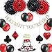 Easy Joy Las Vegas Casino Themed Birthday Party Decoration Poker Party Happy Birthday Cake Topper Glitter Gold Holy Shit You're Old Banner and Latex Balloons, Black Red