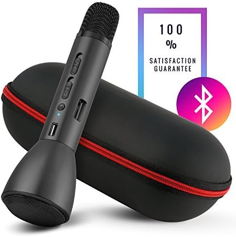 Mikey, Wireless Microphone Bluetooth, Handheld Portable Bluetooth Mic, Connects to Android, iOS, and Computers - Black