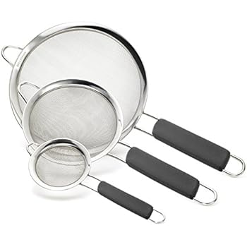 Bellemain Stainless Steel Fine Mesh Strainers, Set of 3 Graduated Sizes with Comfortable Non Slip Handles