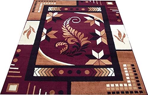 Moin Carpets Floral Traditional Carpet (Burgundy, Acrylic, 5 X 7 Feet)