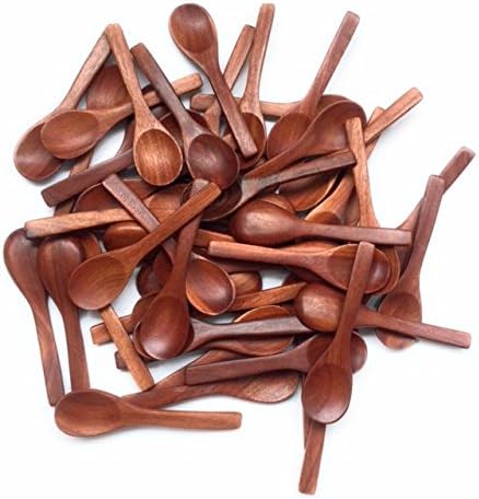 WD- Lot of 50 pcs Natural Red Wood Ice-cream spoon - Small Spoons Sugar Seasoning Salt Spoons for utensil home kitchen and coffee tea spoon 4 Inch
