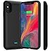 iPhone X Battery Case [Support Qi Wireless Charging,Lightning Headphone],Capshi 3000mAh Rechargeable Charging Case Extended Battery Power Bank Portable Backup Charger Case for iPhone X/10-Black