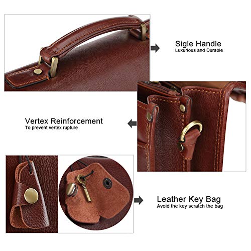 Banuce Full Grain Italian Leather Briefcase for Men Business Lock Attache Case 14 inch Laptop Messenger Bag