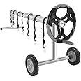 VINGLI Pool Reel Cover Set 18 FT Solar Cover Roller for Inground/Outdoor Swimming Pool Solar Cover Reel Well Made Aluminum Blanket Reel (Gray)