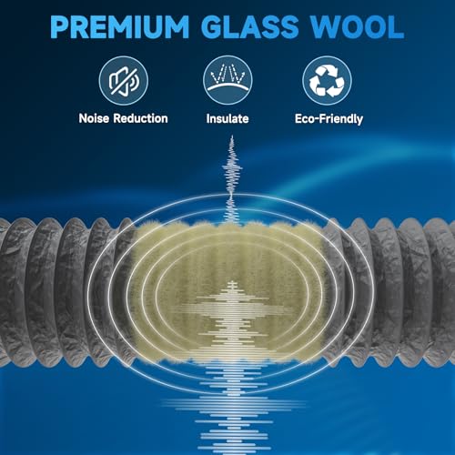 Hon&Guan Ø 100 mm x 2.5 m Insulation Aluminium Ventilation Hose, Flexible Aluminium PVC Pipe for Bathroom Fan, Portable Air Conditioning Pipe, Dryer, Garage, Kitchen Hood, Grey