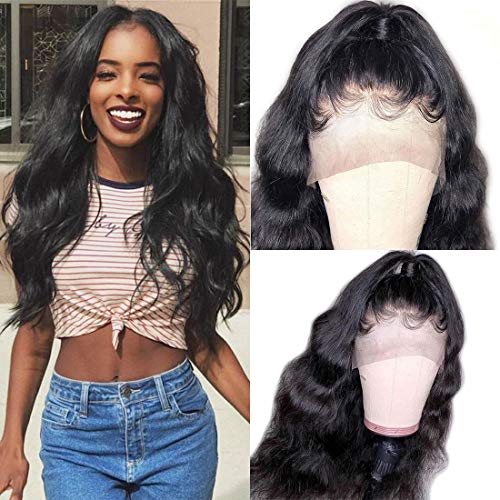 ORIGINAL QUEEN Body Wave Lace Front Wig With Pre Plucked Hairline 100% Unprocessed Human Hair Wigs Natural Color (14 inches)