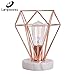 Lampworks Rose Gold Lamps Table Lamp Bedroom Decor Bedside Lamp Diamond Shape Night Stand Lamp Marble Base Desk Lamp for Bedroom Living Room(Bulb Not Included)