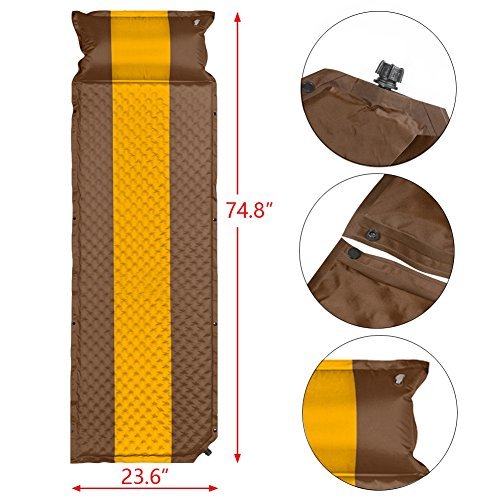 YAAO Self-Inflating Sleeping Pad Lightweight Sleeping Mat with Attached Pillow Blue