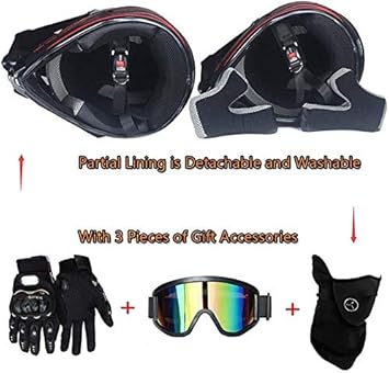 MOUTALE Enfants pour Enfants et Adultes Casques de Moto Cross Enfants Quad Bike VTT Casque Go-Kart avec Gants Masque Lunettes Casque de Moto certifi/&eacute; ECE 22.05