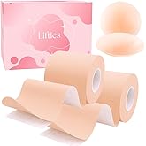 Boob Tape Breast Lift Kit – 2 Rolls of Professional Breast Tape for A–G Cups with Silicone Nipple Covers – Strong Waterproof Medical Grade Body Tape for Backless, Strapless & Wedding Dresses – Nude
