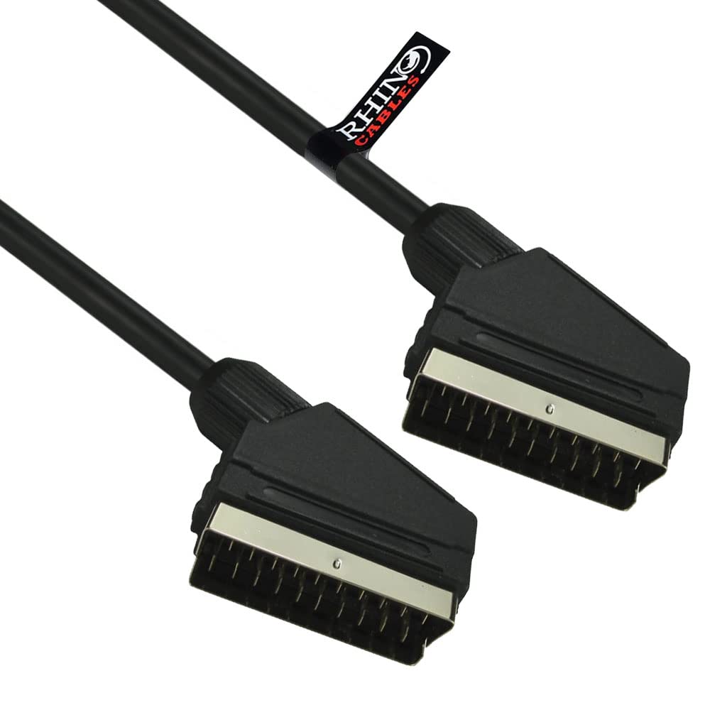 rhinocables Fully Wired SCART Cable – Gold-Plated 21-Pin AV Lead for Legacy & Modern Devices incl. DVD, VCR, Freeview & Android Boxes | Shielded Construction for Crisp RGB Playback (10m)