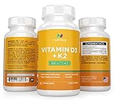 Nutrissa Vitamin D3 with K2 Mk7 - Non-GMO Small Chewable Tablets (2000iu 75 mcg) - High Potency Supplement for Immune Support and Bone Health - 100% Money Back Guarantee