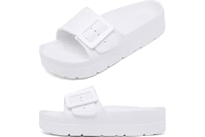 HAIFAGO Womens Platform Sandals with Arch Support, Adjustable Buckle Beach Sandal Woman Comfort Lightweight Ultra Cushion EVA Slides