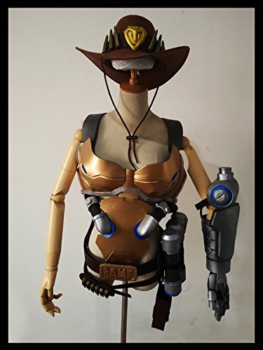 OW MCCREE hat and armors weapon female Cosplay Prop （Please tell me your chest waist hip, waist circumference, the length elbow to wrist ）