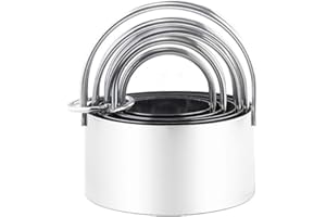 Kookia Stainless Steel Biscuit Cutter Set (5 Pieces/Set), Round Cookies Cutter with Handle, Professional Baking Dough Tools