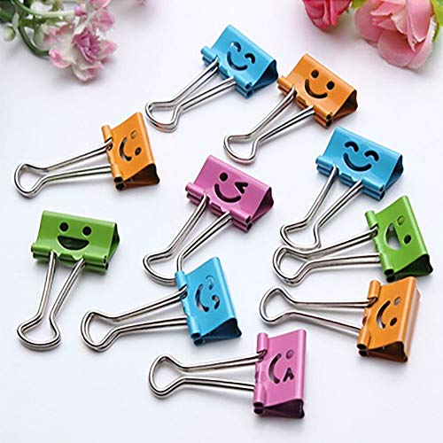 USHOT 10 Pcs Smile Metal Clip Cute Binder Clips Album Paper Clips Stationary Office Random One Size