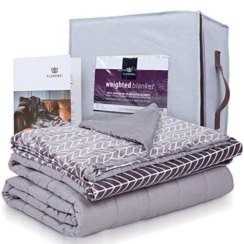 image for Florensi Weighted Blanket with Removable Bamboo Duvet Cover (15 Lbs & 