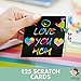 Creative Lily Scratch Art Notes 125 Count with 2 Wooden Stylus Pens and 4 Stencils - Rainbow Colored Mini Notepapers - Creative Fun for Kids and Adults