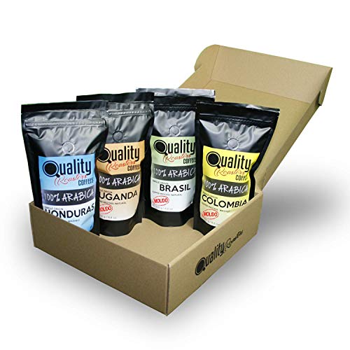 Gemahlener Kaffee von Quality Roasters Coffees. 100% Arabica. Geschenk und Verkostungspaket. Fein gemahlen. 4 Ursprünge…