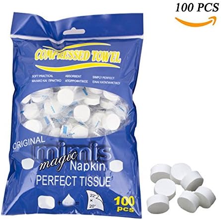 Compressed Coin Tissue Camping Towels Portable Face Tissue Magic Towel - 100pcs