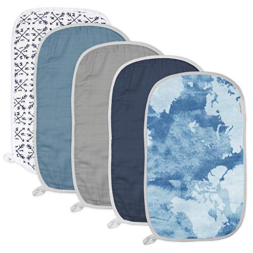 HonestBaby Baby Organic Cotton Multi-layer Burp Cloths Multipack, Watercolor Wo…