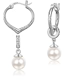AENEAS Valentines Day Gifts for Women Pearl Dangle Drop Earrings for Women Sterling Silver Pearl Dangling Hoop Earrings 2 in 1 Jewelry Anniversary Christmas Birthday Gift for Wife Her Mom