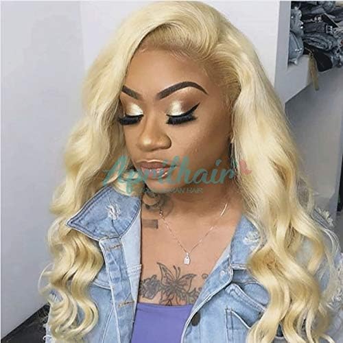 Aprilhair 8A Pre Plucked 360 Lace Frontal Wig #613 Blonde Body Wave Brazilian Virgin Human Hair Glueless Lace Wig for Black Woman Full 150% Density 20inch