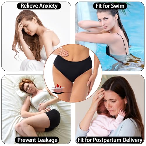 DONGTATA Menstrual Bikini Panties Waterproof Seamless Anti Leak Comfortable for Swimming Pool Beach Women and Teens - Black