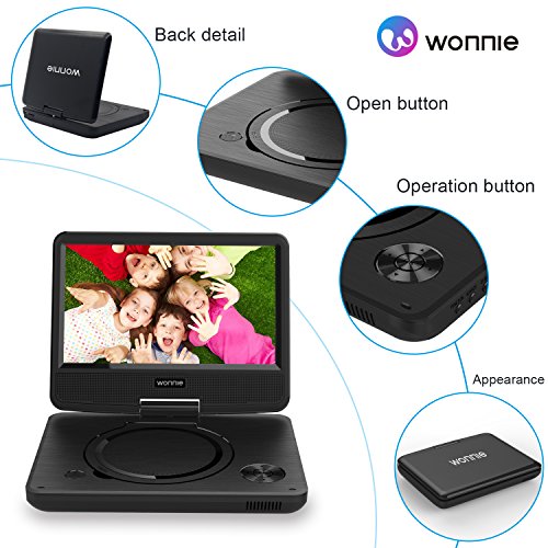 WONNIE 9.5 Inch Portable DVD Player with 7.5 inch Swivel Screen, USB