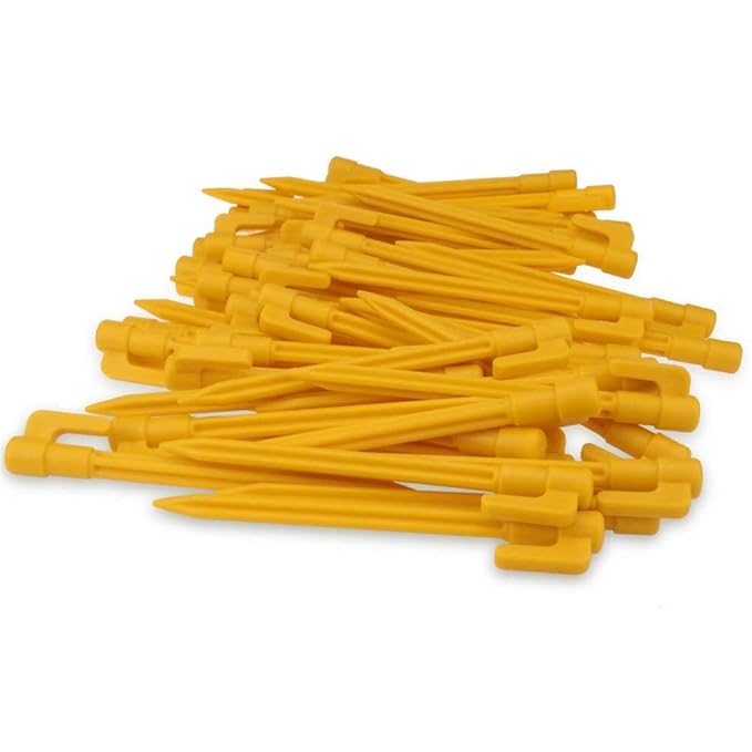 PEIQI 100 Stück Erdanker Bodenanker Erdnägel aus Kunststoff - Befestigung Unkrautvlies, Garten-Netz, Garten-Planen und Folien