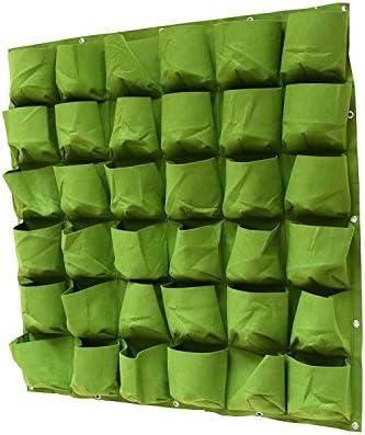 Family garden Wall Planters-36 pocket Vertical Wall Mount Planter for Living Growing Bag Felt Indoor/Outdoor Solution (40 in x 40 in) (36P 11GN)
