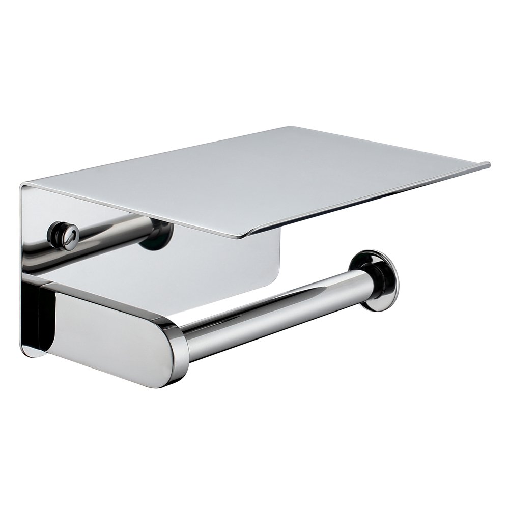APL Toilet Paper Holder, SUS304 Stainless Steel Bathroom Paper Tissue Holder Mobile Phone Storage Shelf Rack Polished Chrome