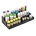 mDesign Adjustable, Expandable Plastic Vitamin Rack Storage Organizer Tray for Bathroom Vanity, Countertop, Cabinet - 3 Shelves - Holds Supplements, Medication - Black