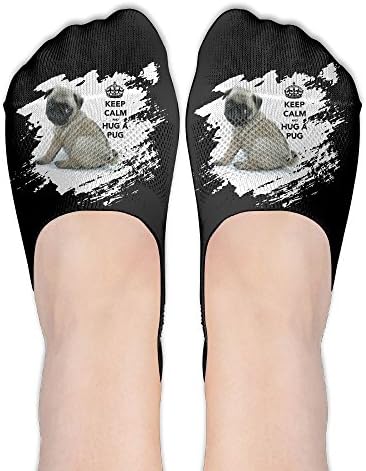 Keep Calm And Hug A Pug Women No-Show Casual Liner Socks Non Slip Flat Boat Ankle Socks