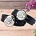 RoyAroma 2PCS Aromatherapy Essential Oil Diffuser Bracelets, Two Patterns Pendant Locket Jewelry, Stainless Steel Locket Bracelet Leather Wristband with 24 Felt Pads