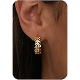 Plenky Huggie Earrings for Women-14K Gold/Silver/Black Plated Safety Pin Starfish Butterfly Snake Pearl Bee Earrings for Women Gold Hoop Earrings